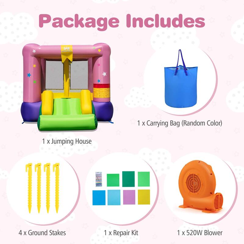 Costway Inflatable Bouncy Castle with Jumping Area Slide & Basketball - As Shown in the Picture