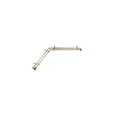 Corner Window Curtain Rod - Antique Brass Double Rod 120-170" - Chic Decor - M