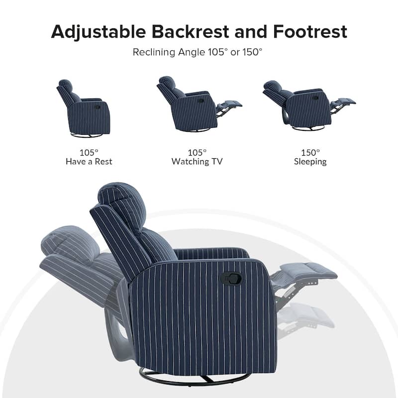 Diana Modern Polyester 360-degree Swivel Rocker Recliner by HULALA HOME