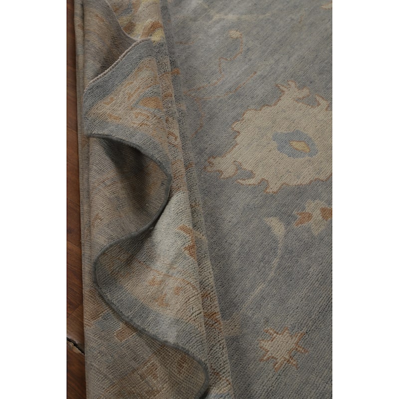 Hand Knotted Oriental 100% Wool Carpet Transitional All-Over Greys & Charcoal Oushak Area Rug - 11' 7'' X 8' 5''