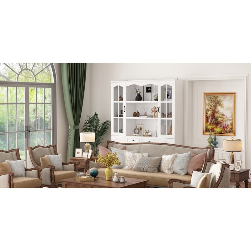 Kitchen Cabinet Clear Visibility Tempered Glass Showcase Combo Cabinet