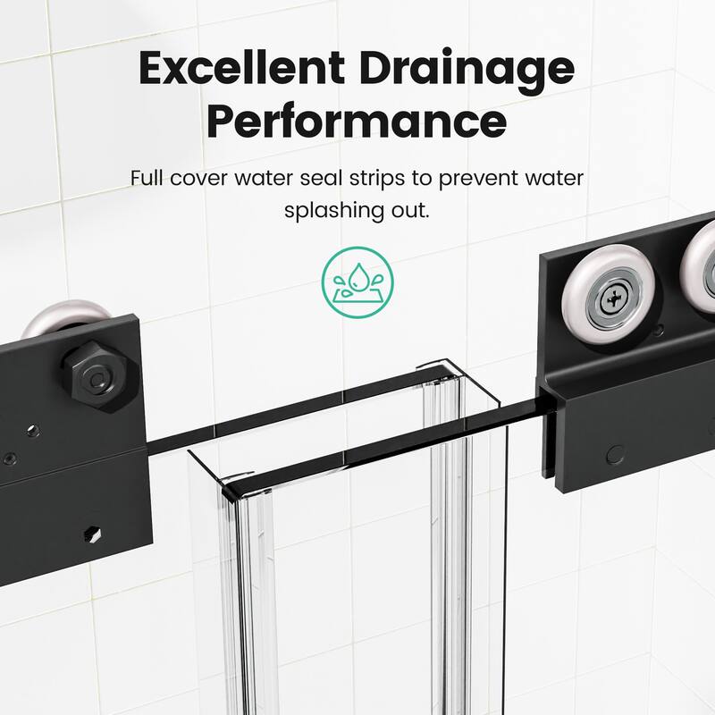 Anmytek Semi-Frameless Double Sliding Bathtub Door - 1/4" SGCC Tempered Glass, 56"-60"W x 58"H