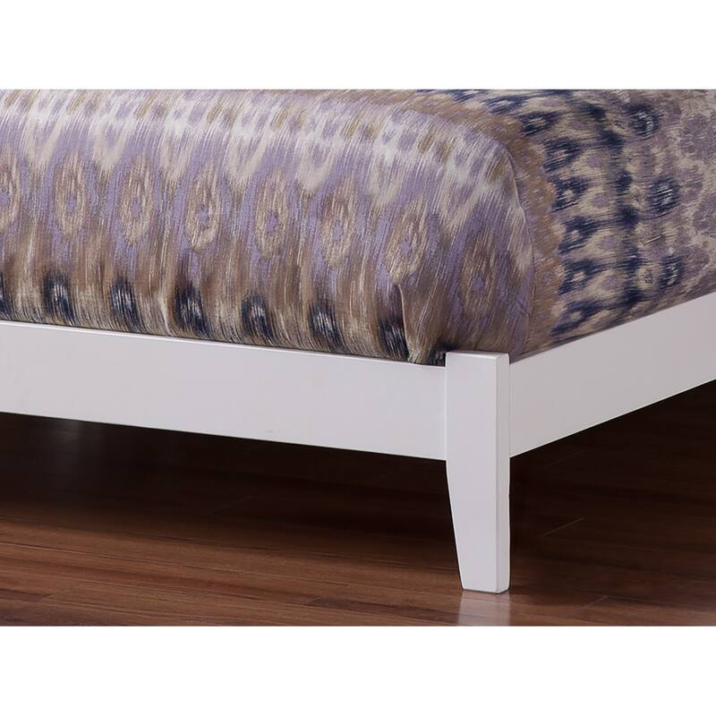 Low Profile Platform Bed - White Beach Design - Hardwood Frame & Slats - Matching Footboard