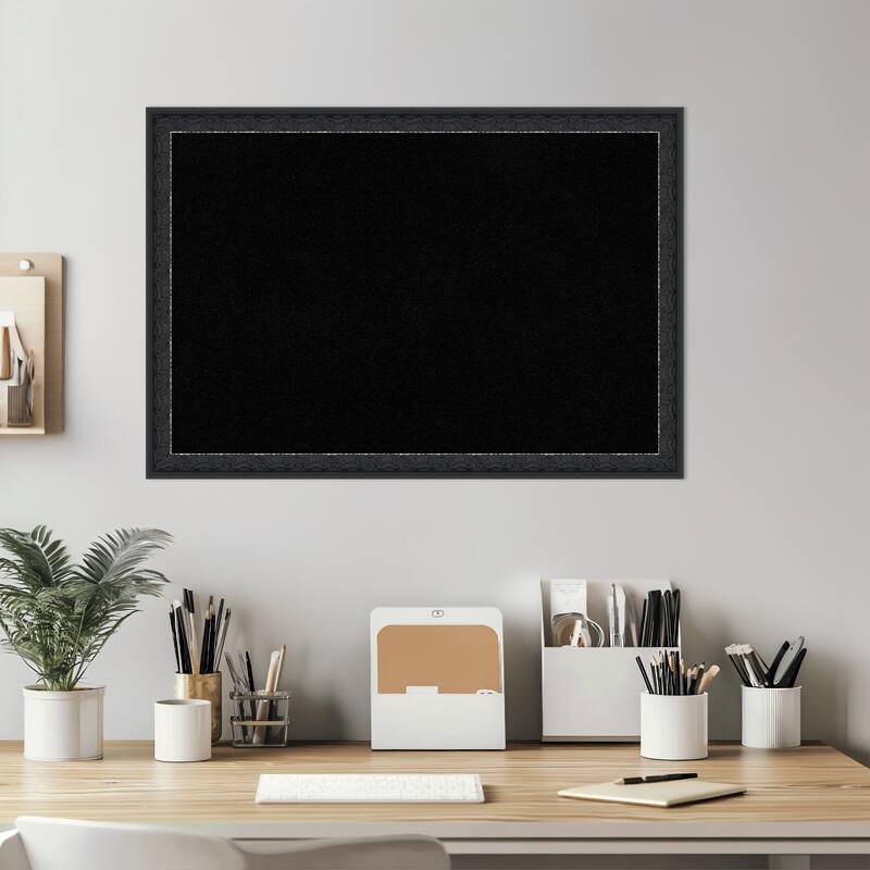 Bethany Black Wood Framed Cork Board - Bulletin Board, Organization Board, Pin Board