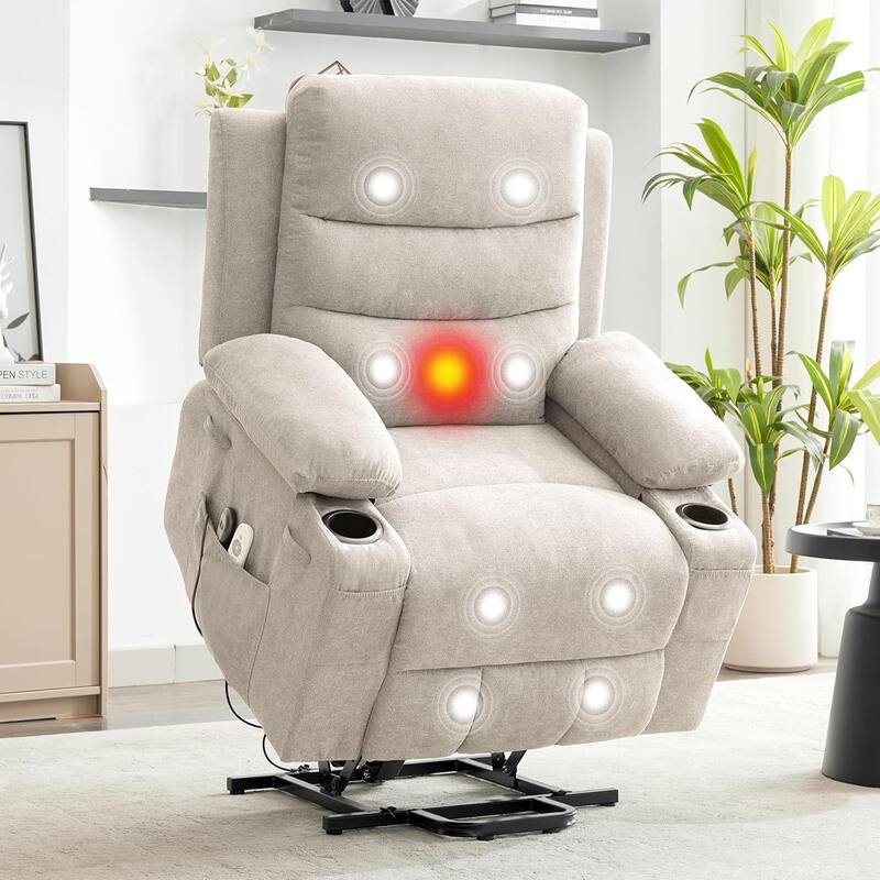 Oversized Power Lift Recliner Chair, Electric Reclining Sofa, Single Glider Recliner - Beige