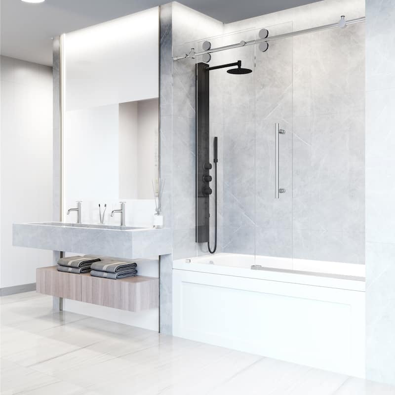 VIGO Elan 56" to 60" W x 66" H Frameless Sliding Tub Door