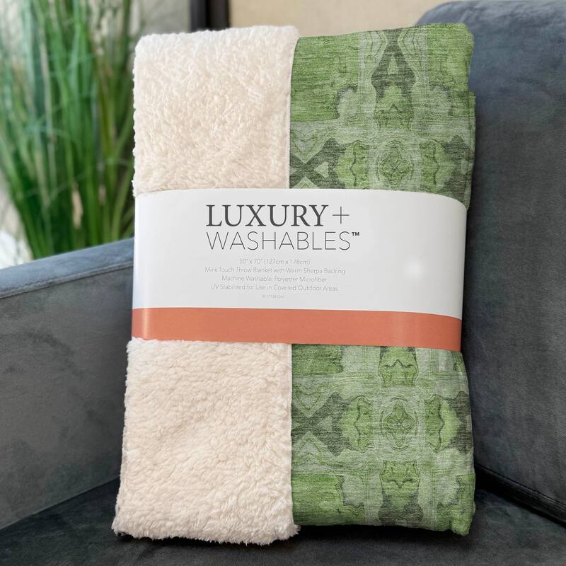Premium Machine Washable Boho Moroccan Sherpa Throw Blanket