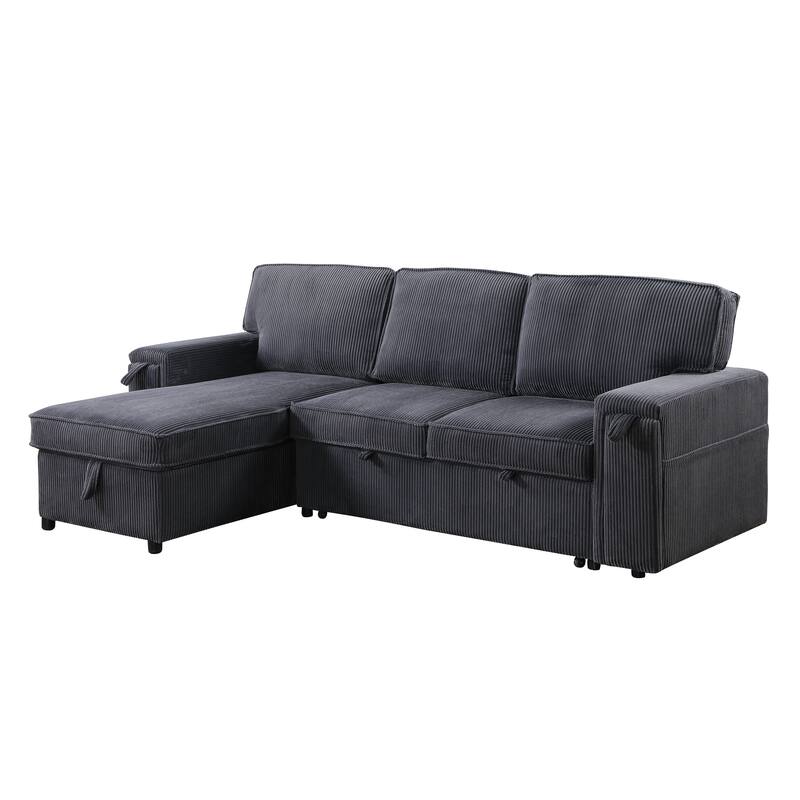 Sleeper Sectional with Storage, Upholstered Convertible Sofa Bed