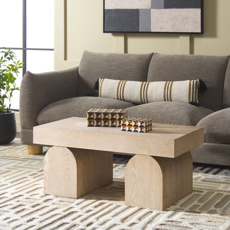 SAFAVIEH Okashu Modern Coffee Table, Fully Assembled - 36"W x 18"D x 16"H - Bleached White