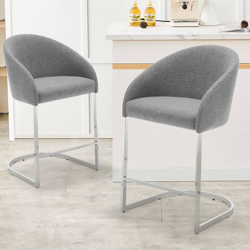 26" Fabric Upholstered Counter Height Bar Stools with Arms - 37" H x 22.4" W x 22" D