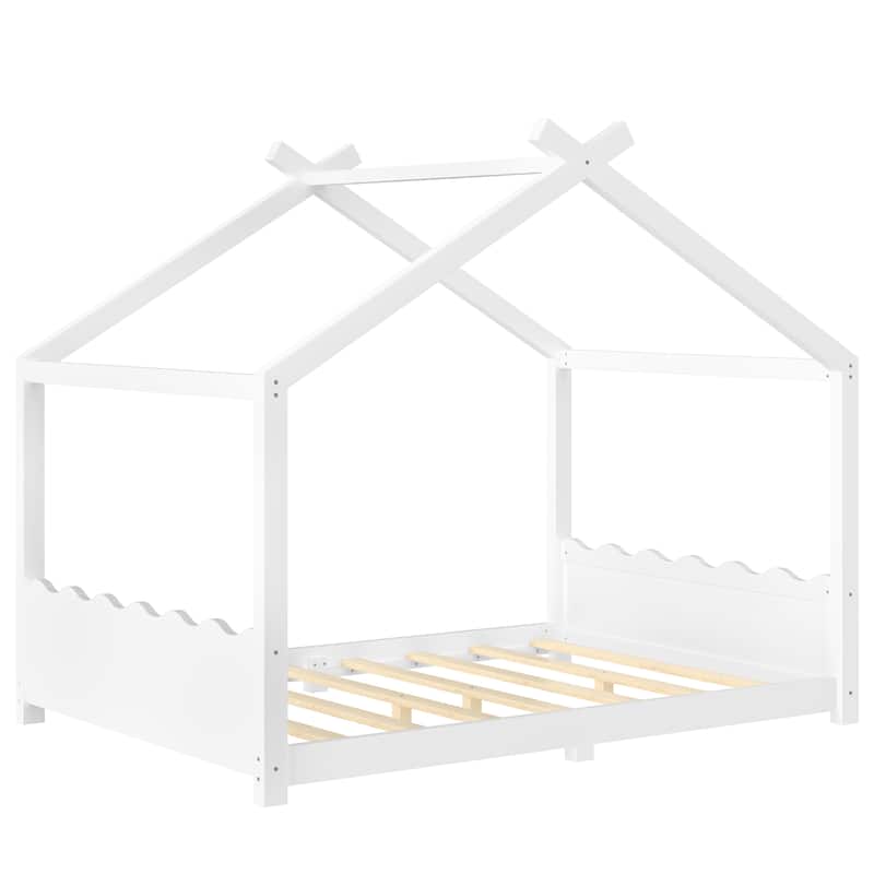 Wood House Bed Floor Bed with Support Slats Montessori Bed