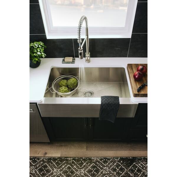 Shop Kohler K 3942 1 Vault 36in Single Basin Self Trimming Top Mount 18 Gauge Stainless Steel Apron Front Kitchen Sink Overstock 15925992