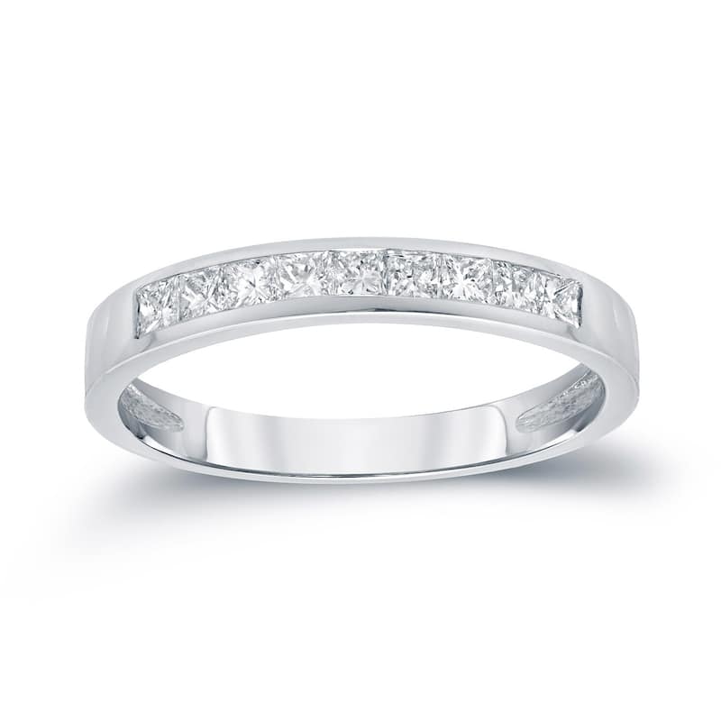 Auriya 14k Gold 1/5ctw Princess Cut Diamond Channel Wedding Band