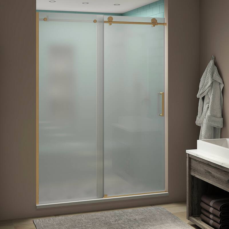 Coraline XL 56 - 60 in. x 80 in. Frameless Sliding Shower Door with Ultra-Bright Frosted Glass