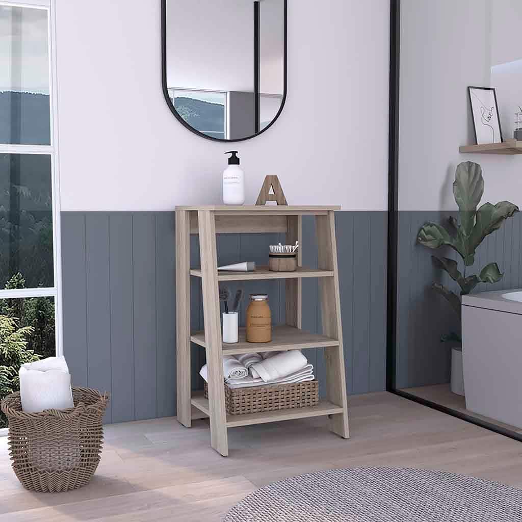 Bathroom Floor Cabinet, Bathroom Storage Cabinet Two Interior Shelves, Two Open Shelves, Single Door