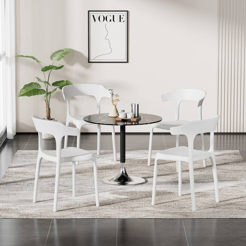 Javlergo 4-Pack Stackable Plastic Chairs for Indoor & Outdoor Use 250lb Capacity Horn Back Design Patio Dining Chairs