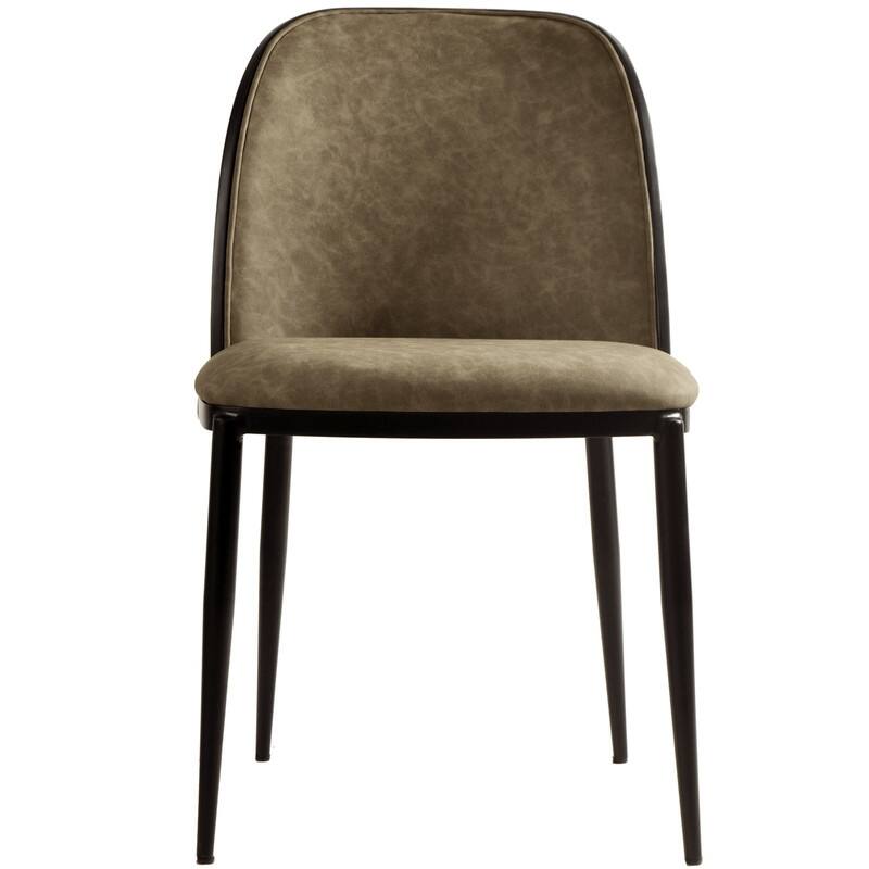 Dining Chair with Upholstered Seat and Back Side Chair with MDF Wood Frame in Black Steel