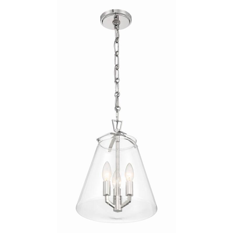 Voss 3 Light Polished Nickel Mini Chandelier - 11"W x 14.75"H x 11"D