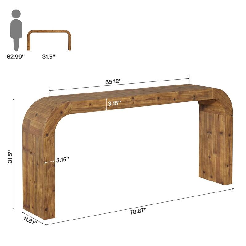 Solid Wood Console Table, 70.87-Inch Farmhouse Sofa Table