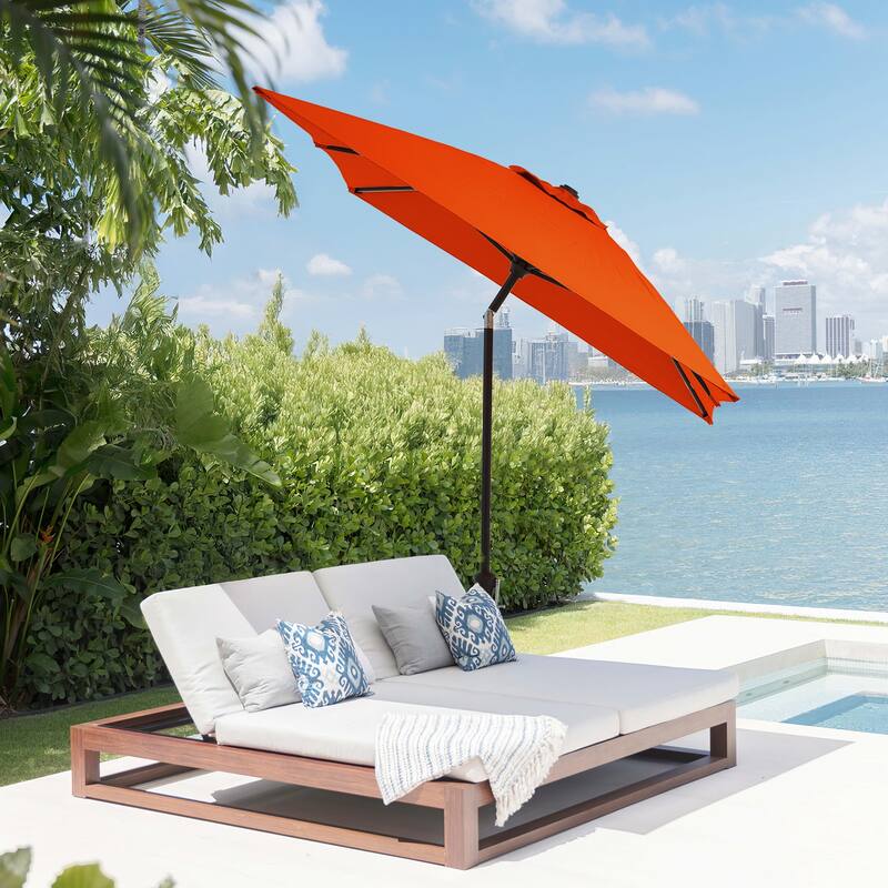 6.5*10ft Rectangular Patio Market Umbrella with Crank & Tilt, UV & Water-Resistant Canopy