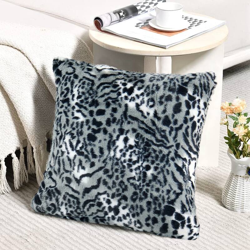 Decorative Printed fauxfur Throw Pillow Covers Set of 2, NO INSERT