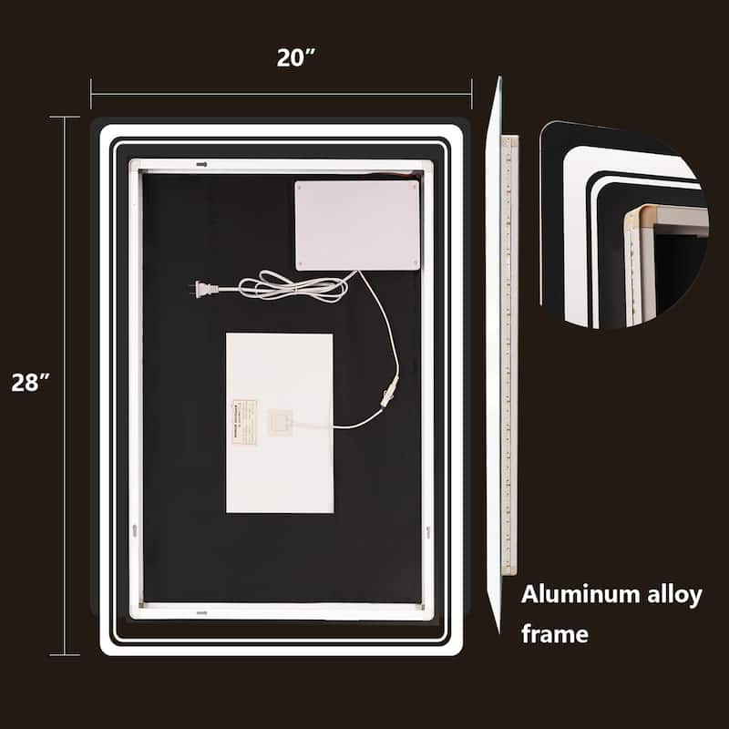 Wallbeyond 3-Tone Modern Style Frameless Rectangular LED Wall Mirror