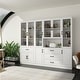 preview thumbnail 14 of 71, 78.7"Modular White Curio Bookcase Cabinet w/Glass Doors Buffet Display