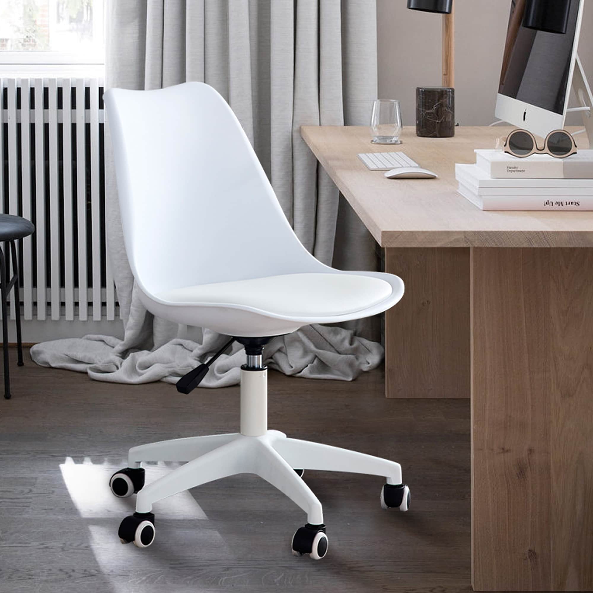 Plastic Armless Adjustable 360 Swivel Computer Office Chair for