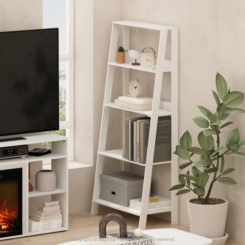 Furinno 5-Tier Ladder Bookcase Display Shelf