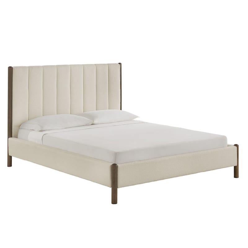 Eldra Cream Boucle Upholstered Platform Bed by iNSPIRE Q Modern - Queen