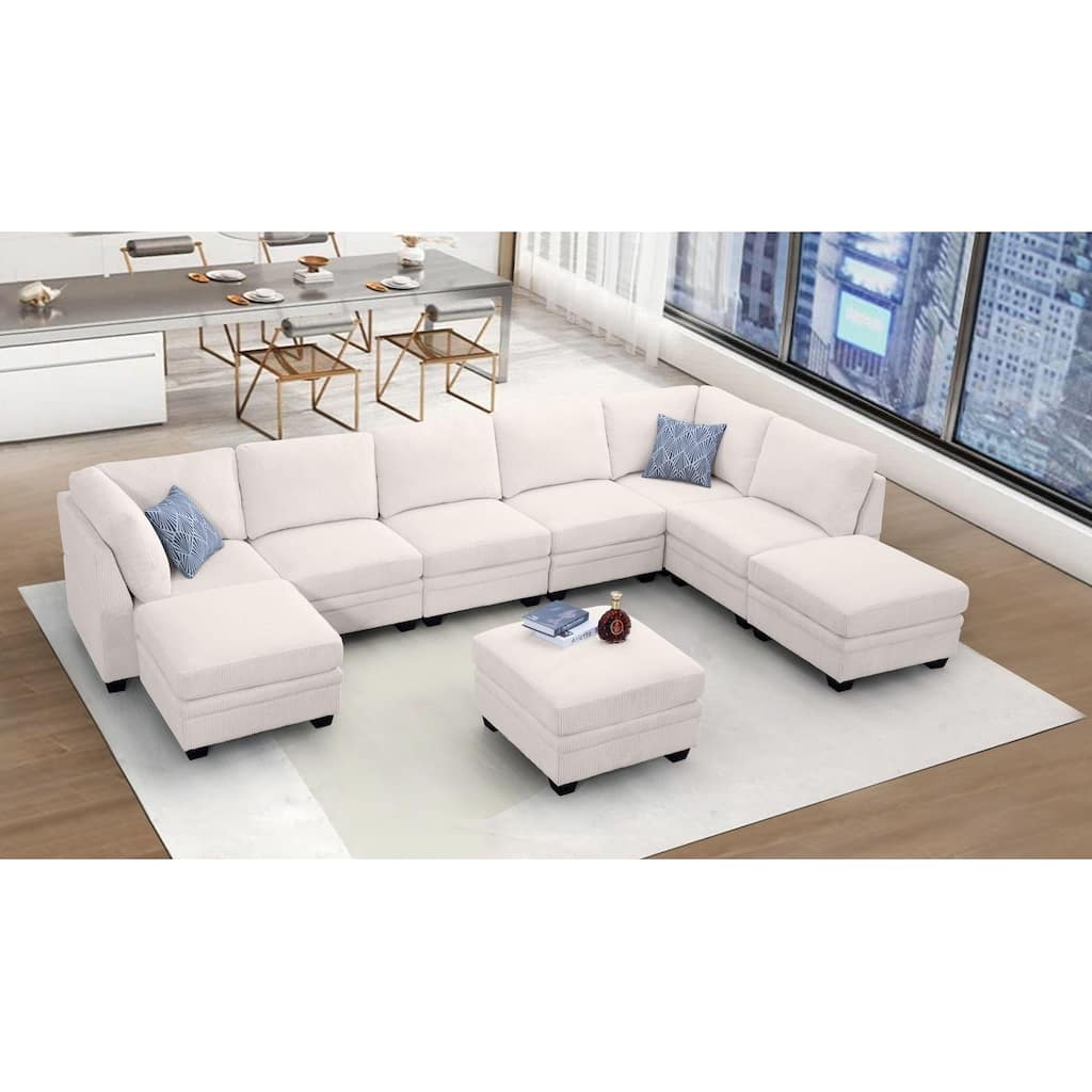 9 PCS Corduroy Flexible Combination Sectional Sofa