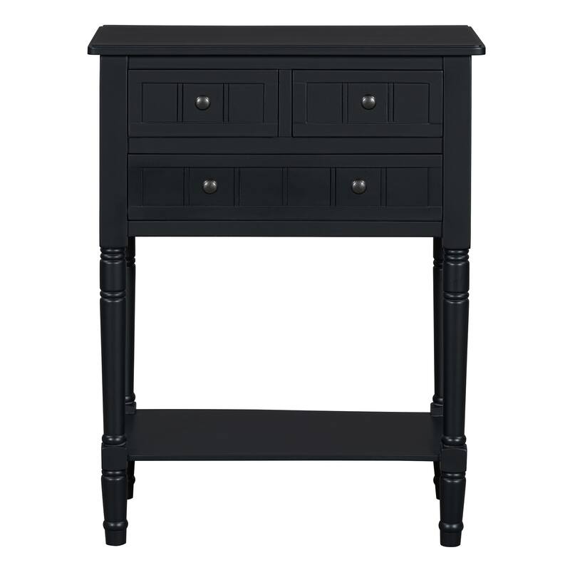 23.7" Classic Console Table with Three Storage Drawers and Bottom Shelf