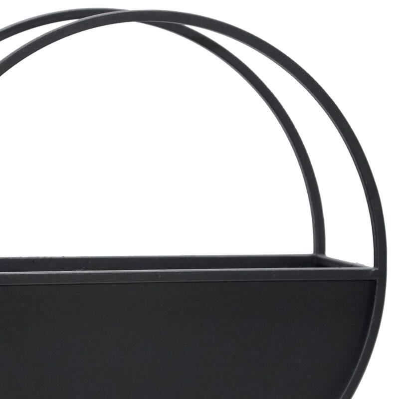Sagebrook Home Modern Set of 2 Metal Round Wall Planters Black Iron Plant Holders for Indoor/Outdoor - 12" x 4" x 12"