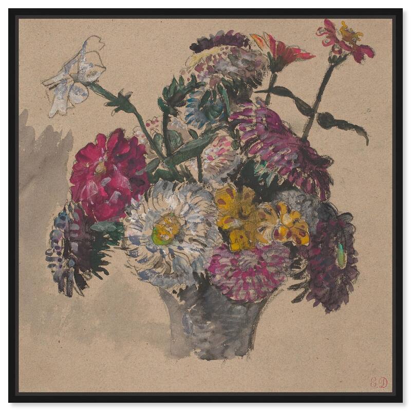 Basket of Flowers Canvas by Art Remedy - Black - 30" x 30"