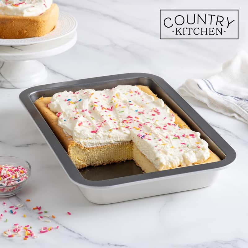 Country Kitchen Baking Pans Set 10 Piece Non-Stick Cake Pans with Carry Lids for Storage & Travel, Perfect for Parties Stackable