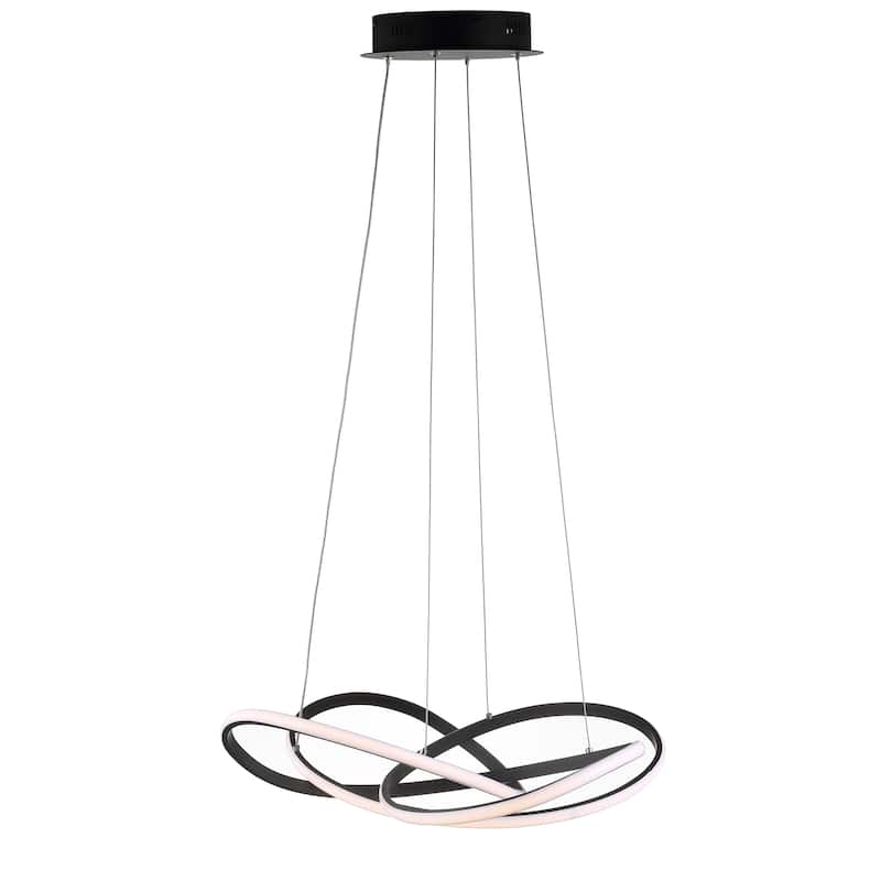 Circulo 25" Abstract Integrated LED Metal Adjustable Pendant, Black by JONATHAN Y