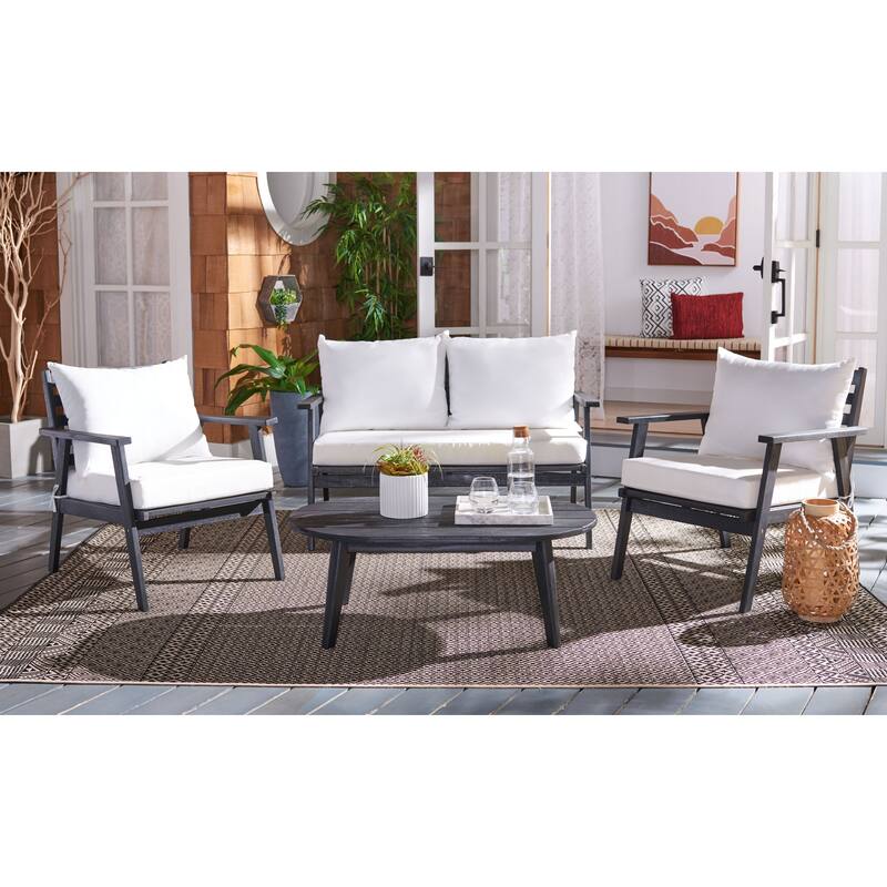 SAFAVIEH Outdoor Deacon 4-piece Conversation Patio Set. - 49" W x 30" D x 31" H