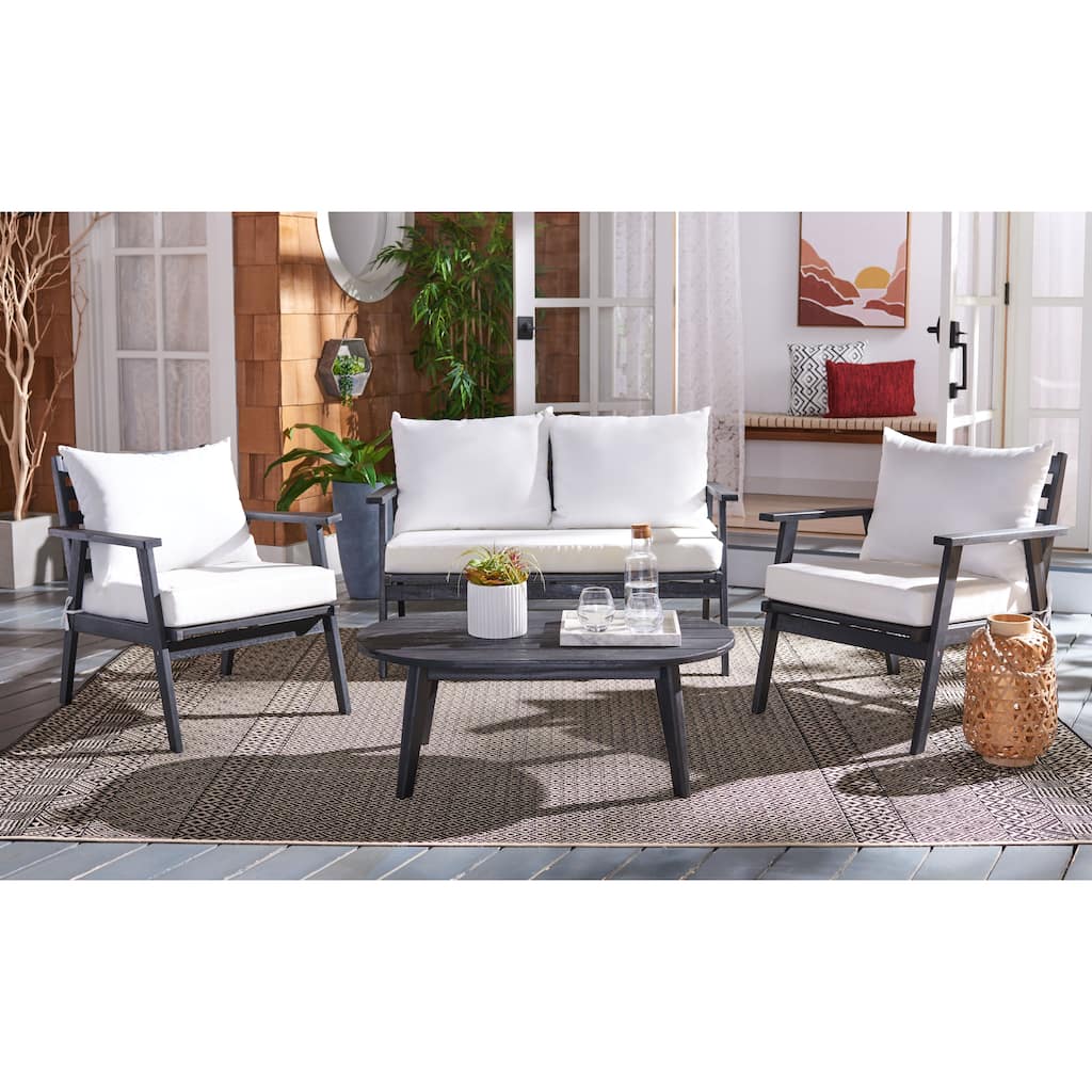 SAFAVIEH Outdoor Deacon 4-piece Conversation Patio Set. - 49" W x 30" D x 31" H