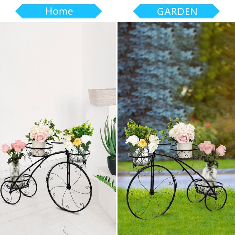 Bicycle Plant Stand Flower Pot Cart Holder For Home Garden Patio