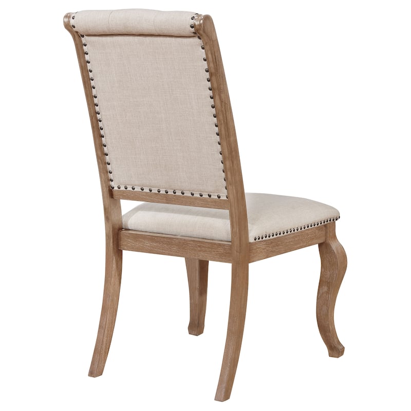 Traditional 2pc Set Dining Chair Button Tufted Design, Nailhead Accents