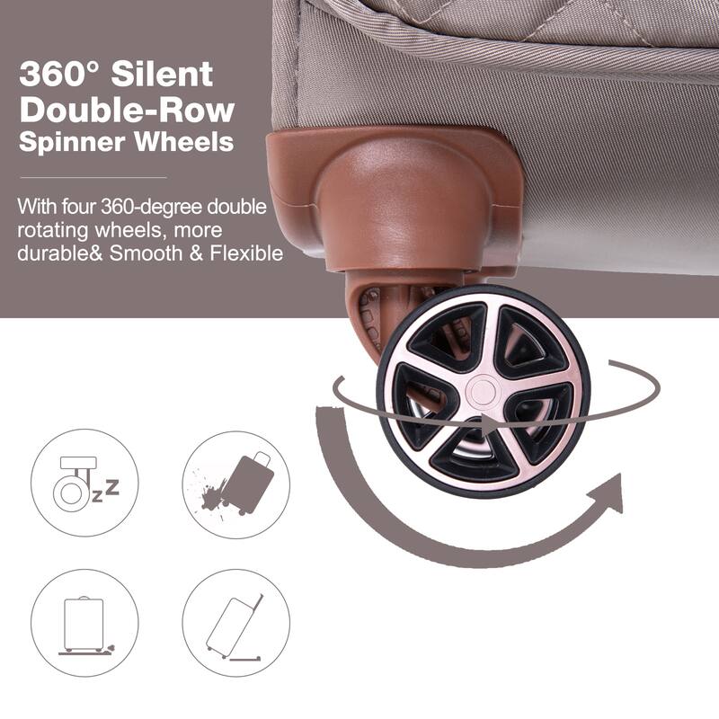 Lightweight 4-Piece Softshell Suitcase Set with Terylene Fabric, 360° Spinner Wheels, TSA Lock