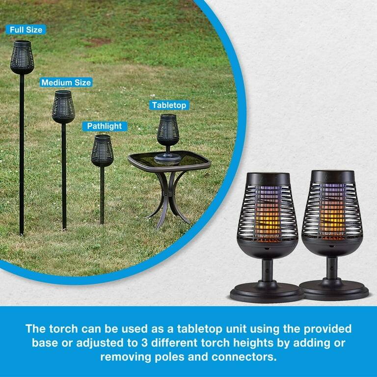 Solar Insect Killer Torch with LED Flame Effect,Area Bug Zapper, 2 Pack