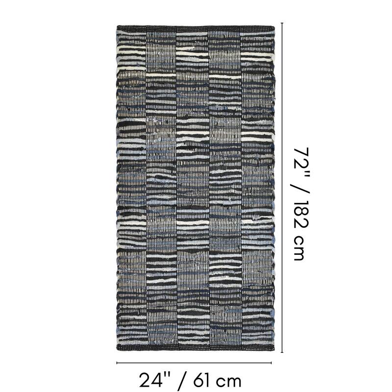 Fabstyles Denim Leather Checkerboard Handmade Area Rag Rug