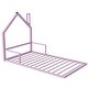 preview thumbnail 9 of 7, Pink Twin Size Metal Floor Bed with House-shaped Headboard and Fence for Boys and Girls