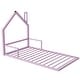 preview thumbnail 9 of 7, Pink Twin Size Metal Floor Bed with House-shaped Headboard