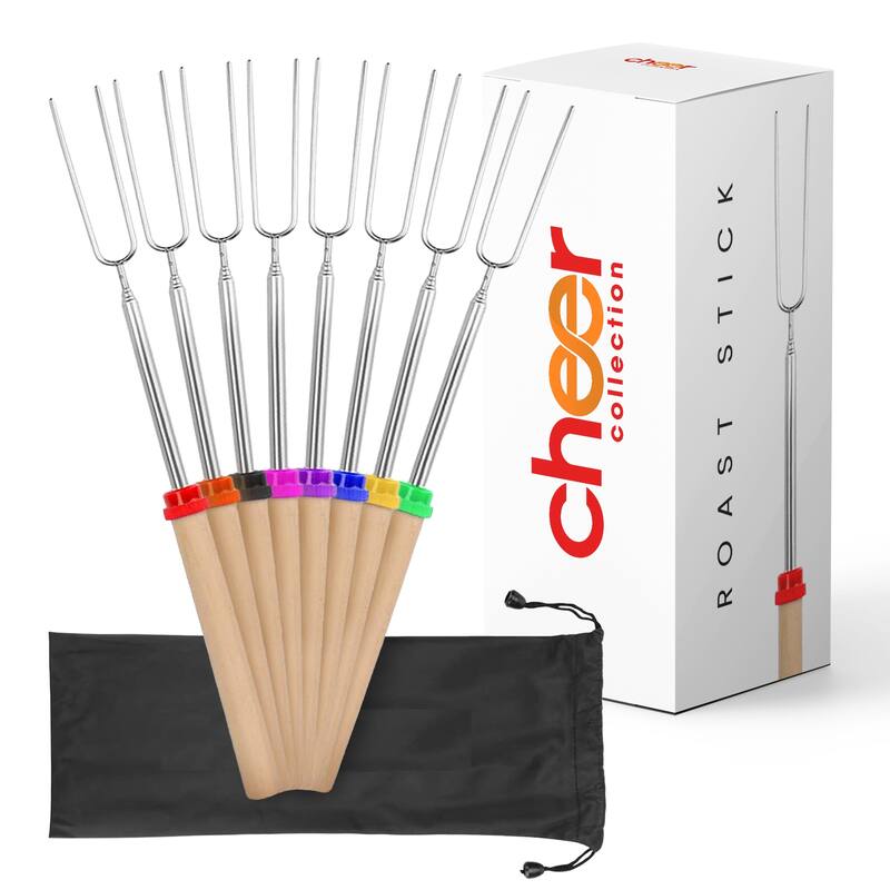 Cheer Collection 8 Piece Marshmallow Roasting Stick Set with Bag