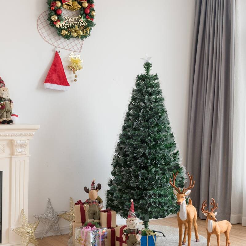 Gymax 5FT/6FT/7FT Pre-lit Fiber Optic ArtificialChristmas Tree w/LED - See Details