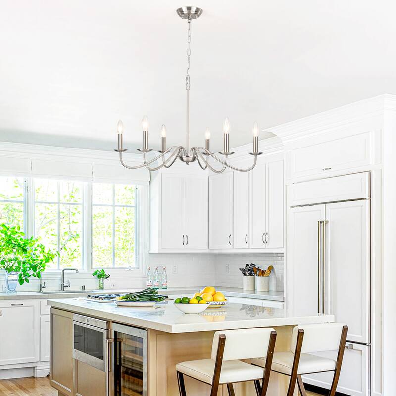 6-Light Rustic Farmhouse Simple Candle Chandelier for Bedroom, Kitchen, Living Room and Foyer