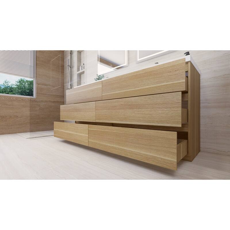Angeles 72" freestanding bath vanity with dual basin reinforced acrylic top