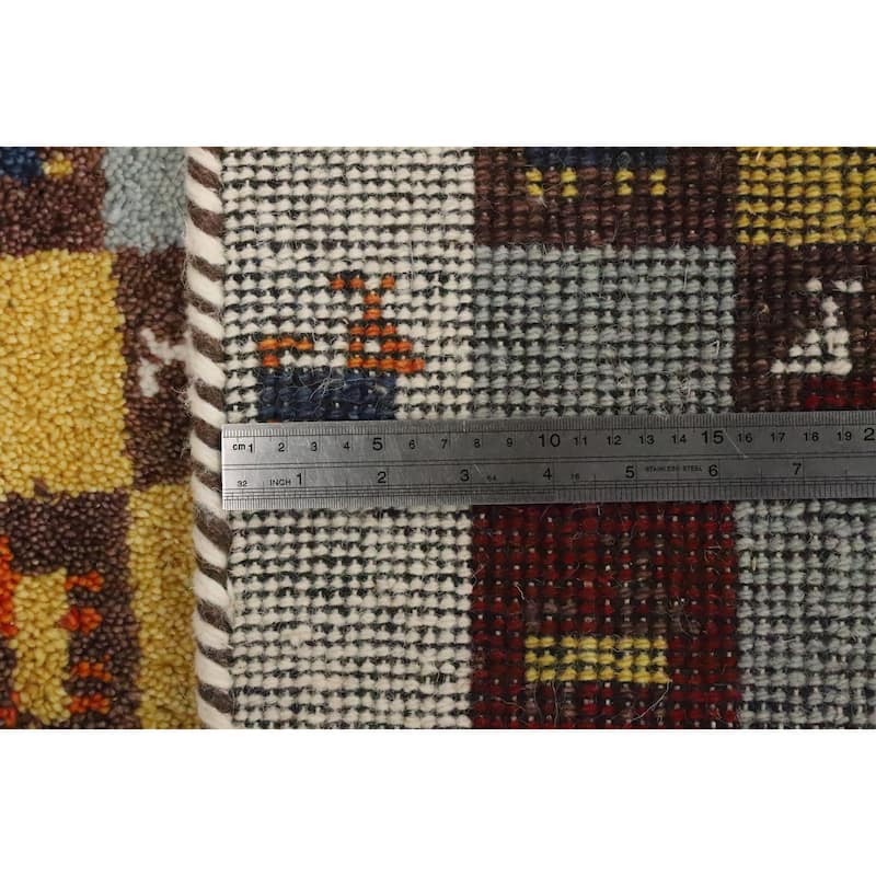 Hand Knotted Oriental 100% Wool Carpet Tribal Animal Pictorial Multi-Colored Gabbeh Area Rug - 1' 4'' X 1' 4''